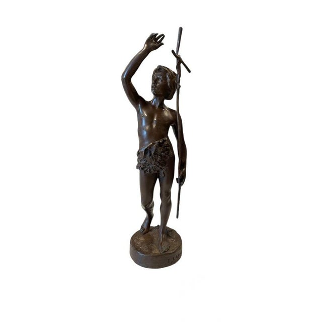 Emile Laporte & Siot Paris, Figure of a Boy with Cross, 1800s-1900s, Bronze For Sale - Image 6 of 6