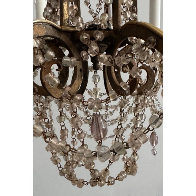 Metal Antique Italian Crystal Beaded Chandelier For Sale - Image 7 of 10