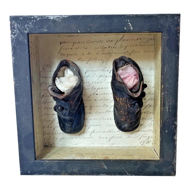 Framed Antique Baby Shoes For Sale