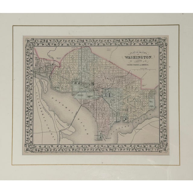 Victorian Late 19th Century S. Augustus Mitchell - Plan of the City of Washington, Hand-Colored Engraved Map For Sale - Image 3 of 6