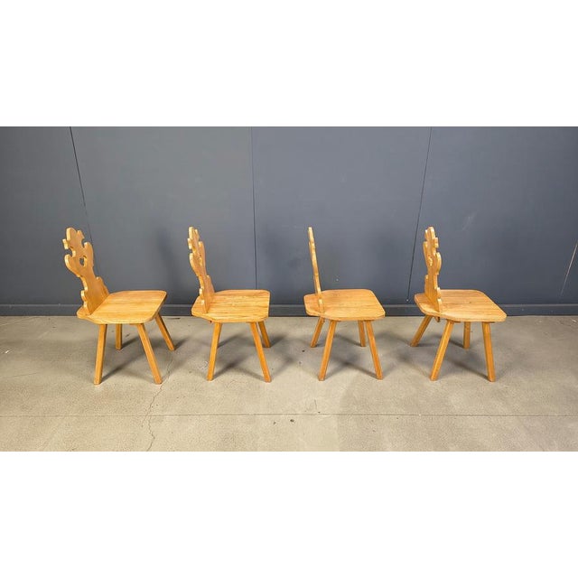 Wood Vintage Rustic Tiroler Chairs, 1960s, Set of 4 For Sale - Image 7 of 15