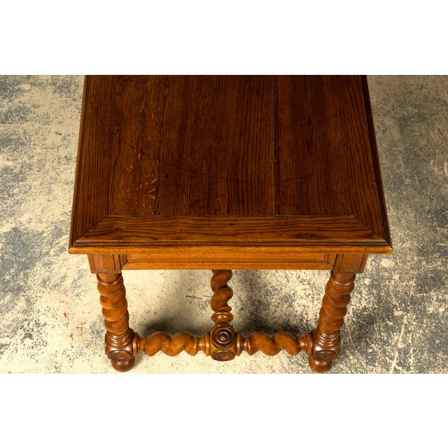 Late 19th Century French Louis XIII Oak Writing Desk With Barley Twist Legs For Sale - Image 13 of 18