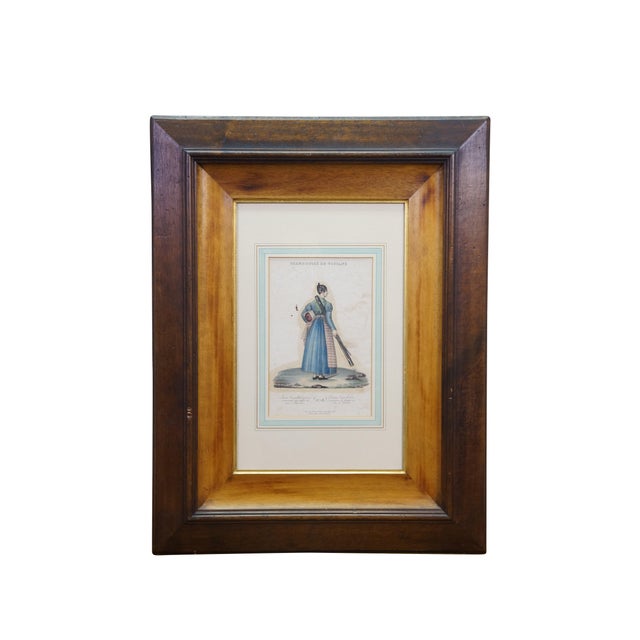 Victorian Antique French 1820s Collection of Tuscan Fashion Costume Engravings 26" For Sale - Image 3 of 18