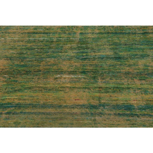 Modern Rug & Kilim’s Modern Textural Square Rug, Warm Tone-on-Tone Green and Gold For Sale - Image 3 of 9