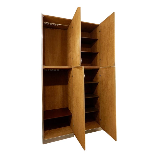 Wardrobes in Brown Suede and Metal by Guido Faleschini, 1960s, Set of 2 For Sale