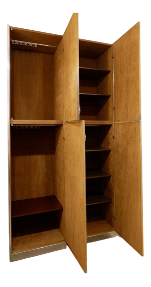 Wardrobes in Brown Suede and Metal by Guido Faleschini, 1960s, Set of 2