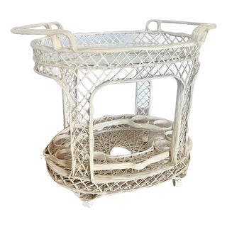 1970s Vintage Mid-Century Russell Woodard Spun Fiberglass Bar Cart For Sale