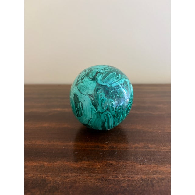 Large Solid Malachite Egg on Neoclassical Brass Stand For Sale - Image 9 of 10