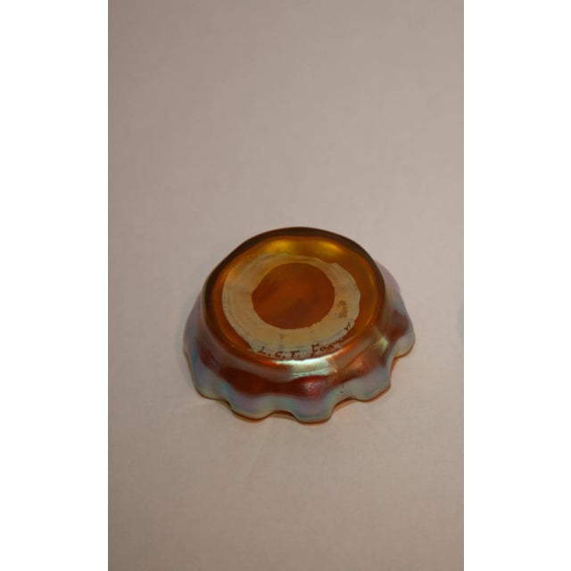Tiffany Studios Vintage Favrille Ruffled Salt Dish, Signed For Sale - Image 4 of 5
