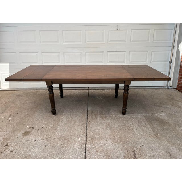 Wood Rustic Walnut Farmhouse Extension Dining Table For Sale - Image 7 of 12
