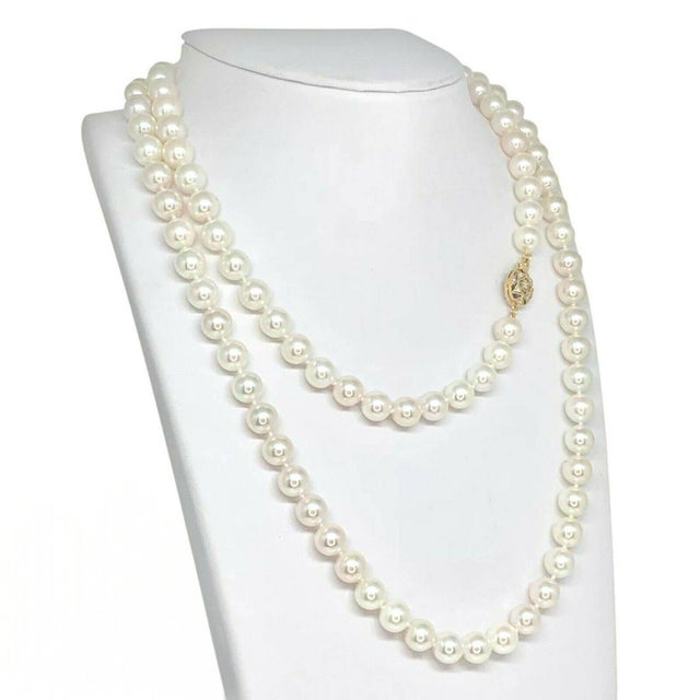 Diamond Akoya Pearl Necklace 14k Gold Certified For Sale - Image 12 of 14
