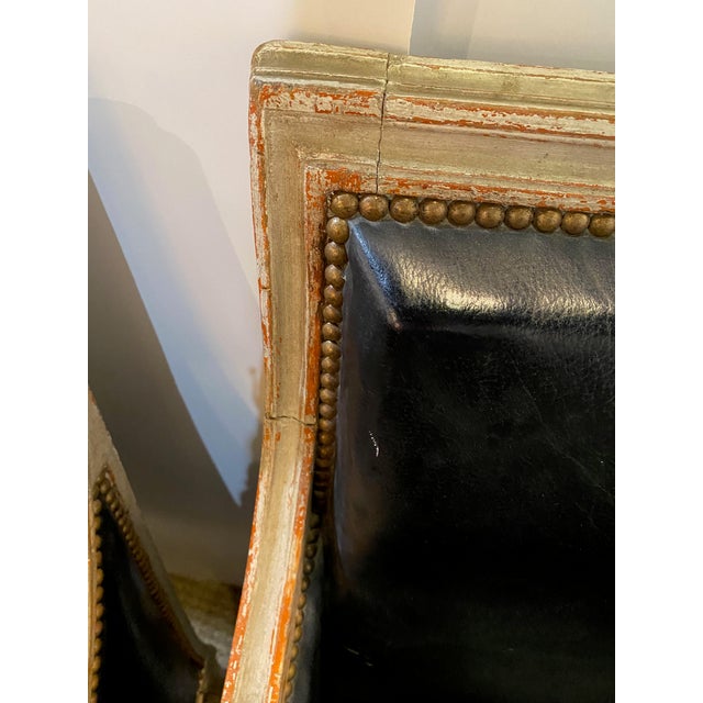 Black Pair Louis XVI/Directoire Bergeres, Late 18th Century or Early 19th Century For Sale - Image 8 of 16