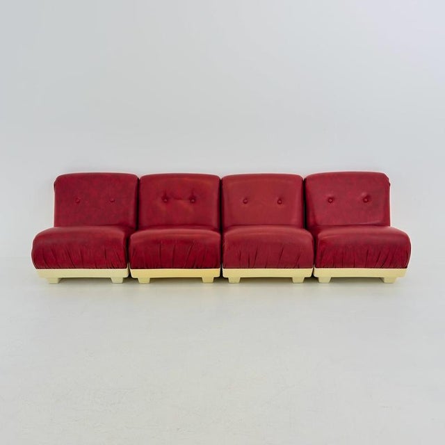 Mid-Century Space Age Lounge Chair in Red Leather & Fiberglass Shell, Germany, 1970s For Sale - Image 12 of 18