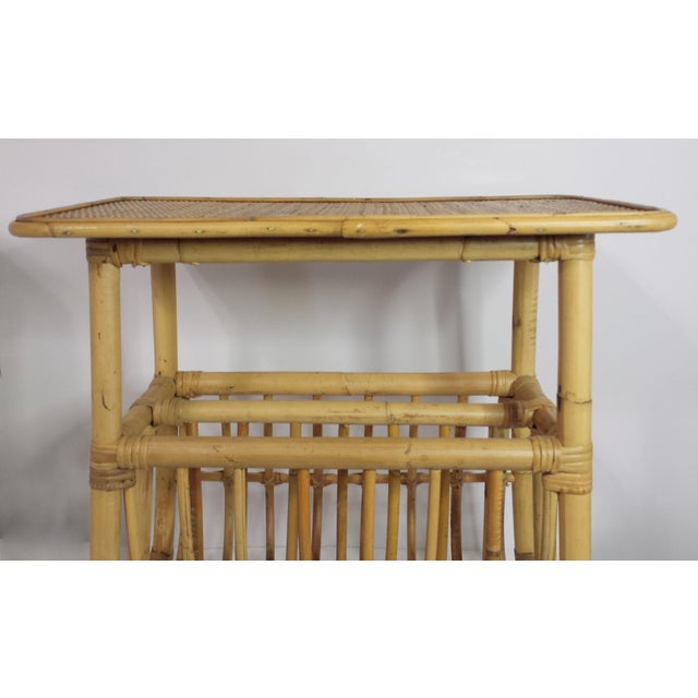 Vintage Mid Century Bamboo Rattan Magazine Rack Side Table Chairish