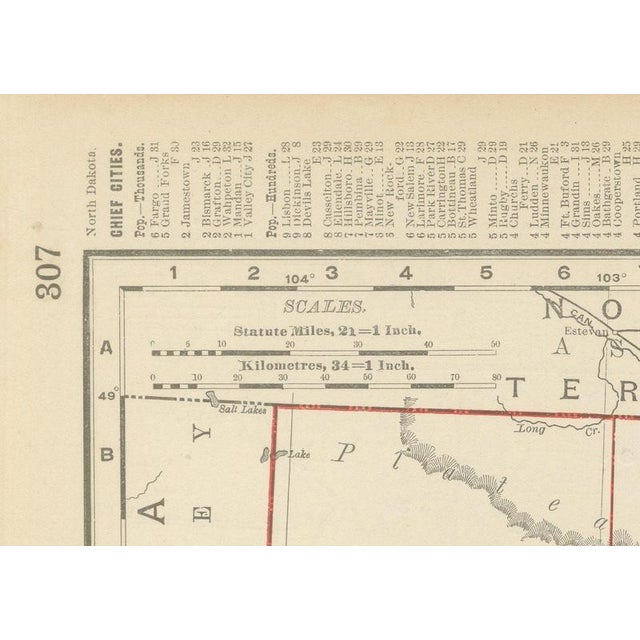 Antique Map of North Dakota with Fort Berthold Reservation from Rand McNally, 1899 For Sale - Image 6 of 12