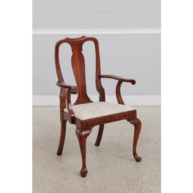 Queen Anne Set of 10 Henkel Harris Cherry Queen Anne Dining Room Chairs For Sale - Image 3 of 18