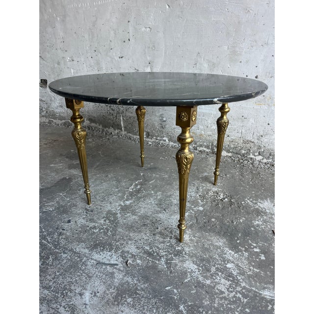Vintage Black Marble and Brass Coffee Table For Sale - Image 6 of 7
