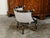 An Italian vintage horn tub chair from the mid 20th century, with gilt rams' heads and new upholstery. Created in Italy...
