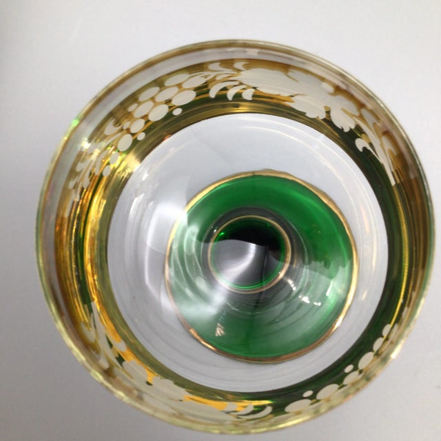 French Emerald Green Beehive Stem German Souvenir Goblets-Set of 13 For Sale - Image 3 of 13