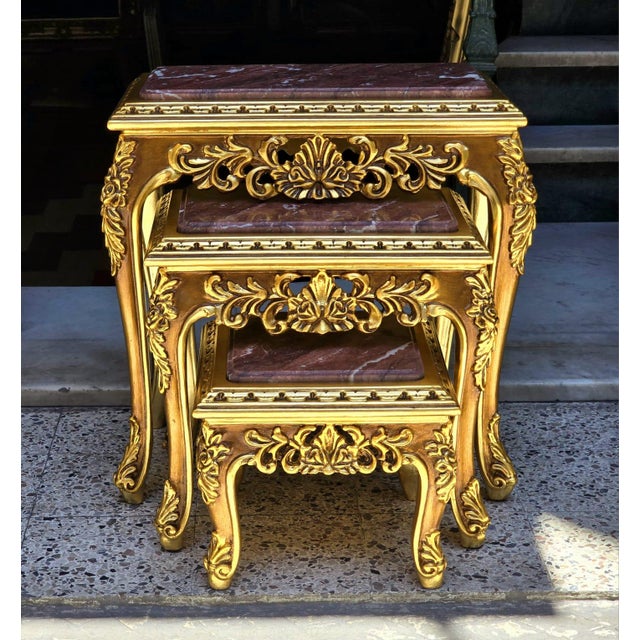 This elegant set of three French style nesting tables combines timeless design with practical functionality. Each table...