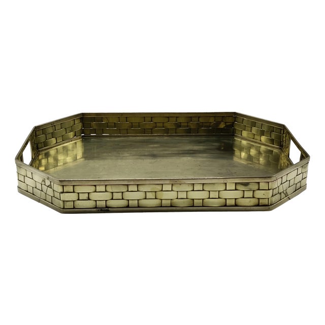 Octagonal Brass Serving Tray, Italy, 1970s For Sale