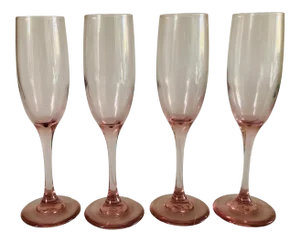 Vintage Libbey Pink Premiere Champagne Glasses S/4