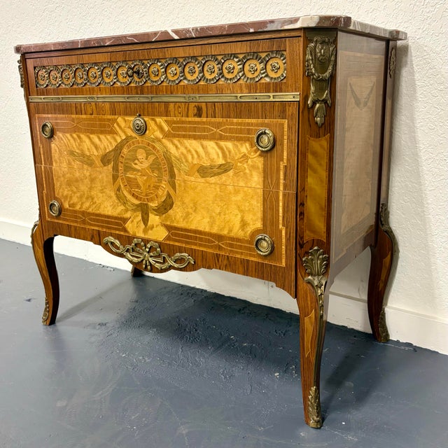 Wood Antique Swedish Marble Top Commode For Sale - Image 7 of 12