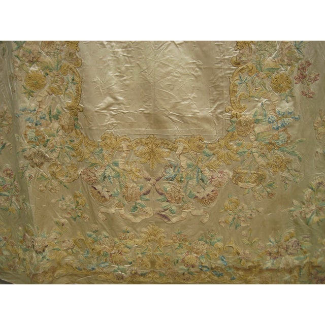 Textile Large Silk Italian Baroque Floral Embroidery From the 1700 Hundreds For Sale - Image 7 of 12
