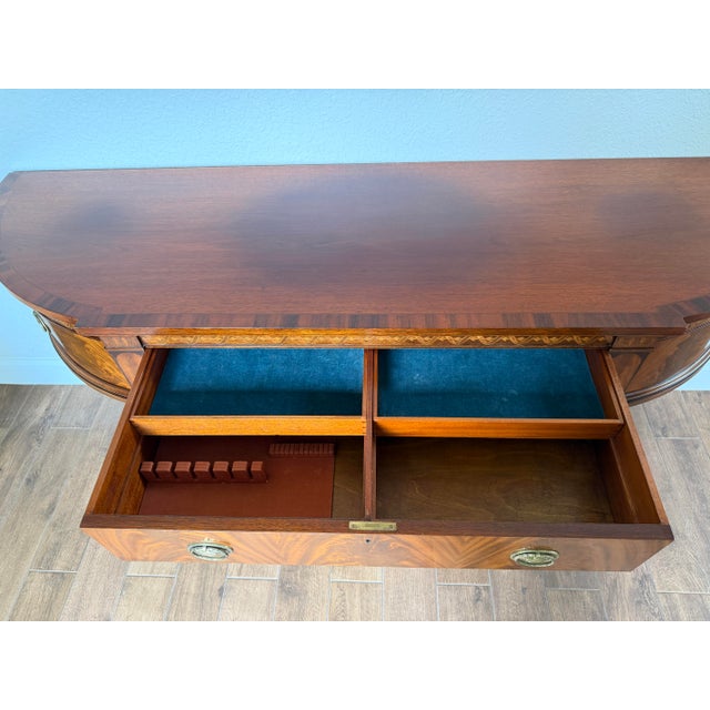 1940s Joseph Gerte Custom Demilune Inlaid Mahogany Server or Sideboard For Sale - Image 10 of 12