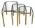 Nesting Tables in Gilt Metal and Tempered Glass, 1990s, Set of 3 For Sale