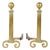 1920s Monumental Neoclassical Revival Brass Column Andirons With Ball Finials, Pair For Sale