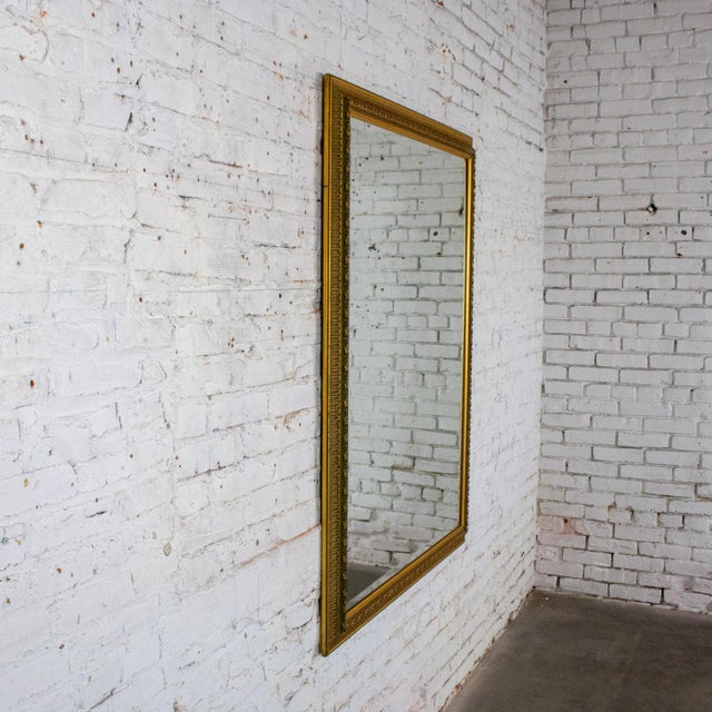 Gold Late 20th Century Neoclassical to Traditional Large Wall Mirror Rectangular Antiqued Gold Frame For Sale - Image 8 of 18