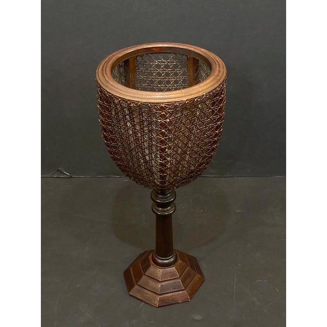 English English Plant Stand or Jardiniere of Caned Mahogany From the Edwardian Era For Sale - Image 3 of 8