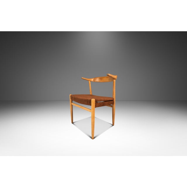 1950s Set of Two (2) Rare Mid-Century Scandinavian Modern "Horn" Accent Armchairs in Beech & Suede Attributed to Folke Ohllson for Dux, Sweden, C. 1950s For Sale - Image 5 of 18