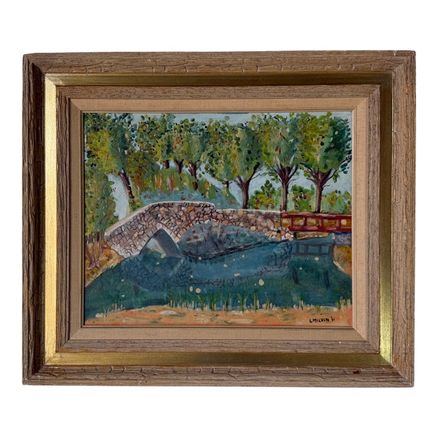 1960's I. Malvin Impressionist Landscape Oil Painting on Masonite Board - Framed For Sale