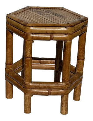 Vintage Faux Burnt Tortoise Shell Style Bamboo Riser Plant Stand