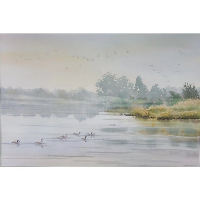 1970s Landscape 1979 Original Watercolor on Paper Signed For Sale - Image 5 of 6