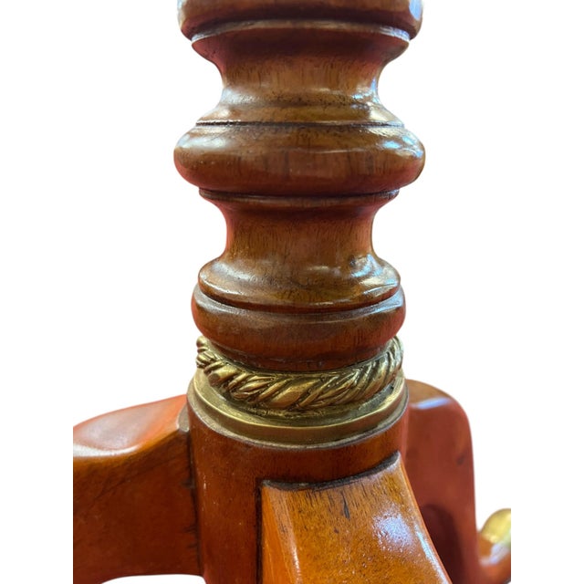 Brown 1990s Theodore Alexander British Colonial Campaign Tripod Side Table With Brass Inlay For Sale - Image 8 of 10