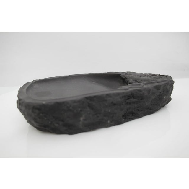 Early 20th Century Chinese Scholars Calligraphy Dragon Carved Black Slate Ink Stick Grinder Stone For Sale - Image 5 of 10