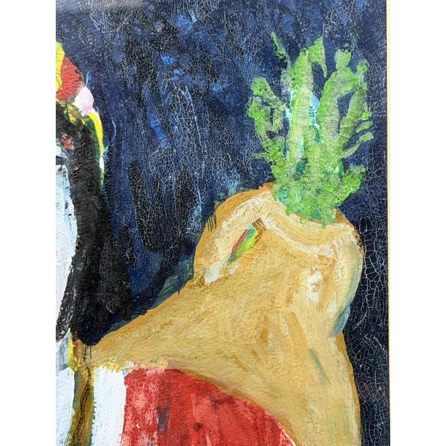 1970s Mohamed Hamri Moroccan Modernist Portrait of Woman, Oil & Gouache Painting For Sale - Image 11 of 18