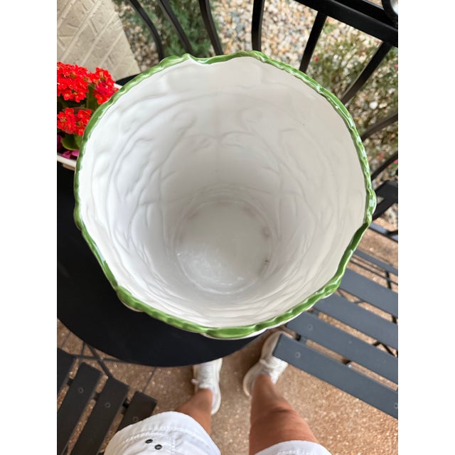 Late 20th Century Vintage RCCL Portugal Hand Painted Ceramic Umbrella Stand #379 – Large Floral & Green Scrolls - Mediterranean Chic For Sale - Image 5 of 6