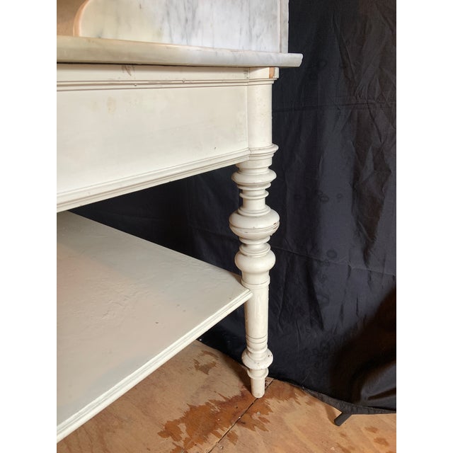 Large Vintage 19th Century French Marble Top Wash Stand - Turned Legs, Backsplash For Sale In New York - Image 6 of 12