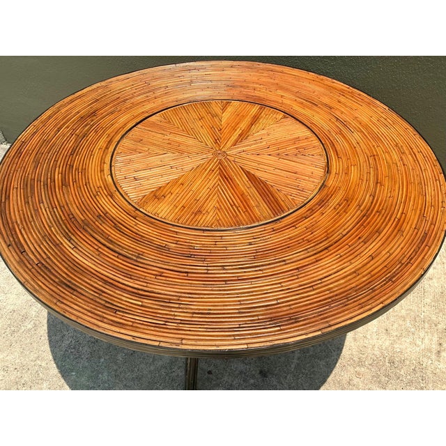 Vintage Pencil Reed and Metal Dining Table For Sale In West Palm - Image 6 of 15