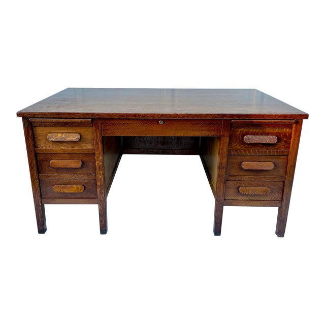 1940's Clemco Us Military Solid Oak Desk For Sale