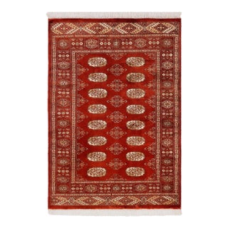 Rustic Bokhara Rust/Gray Hand Knotted Wool Rug For Sale