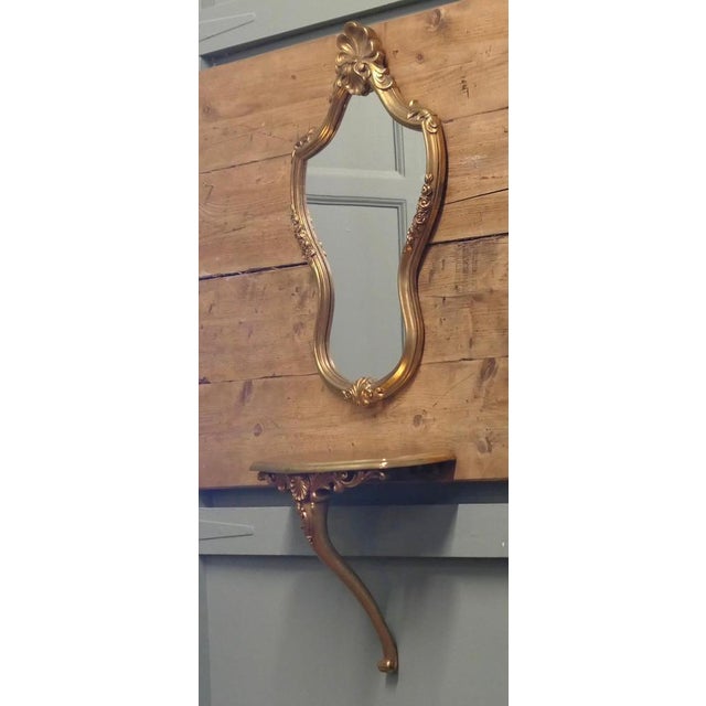 Glass Gilt Console with Mirror, Set of 2 For Sale - Image 7 of 9