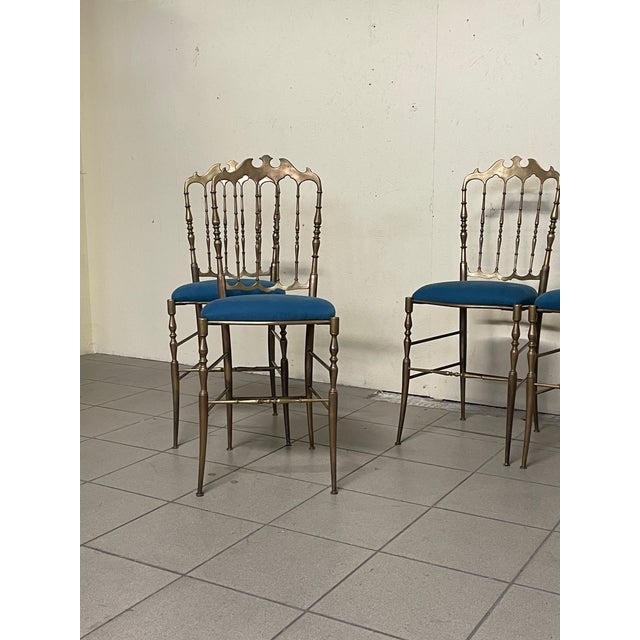 Chiavarine Chairs in Brass and Fabric, 1950s, Set of 6 For Sale - Image 3 of 18