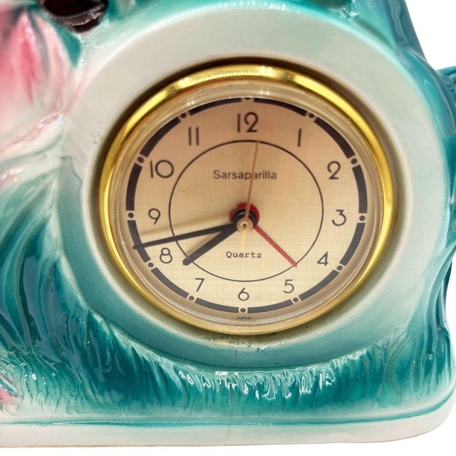 1985 Pink Bobblehead Flamingo & Palm Tree Model 996 Clock by Sarsaparilla Japan For Sale In Los Angeles - Image 6 of 10