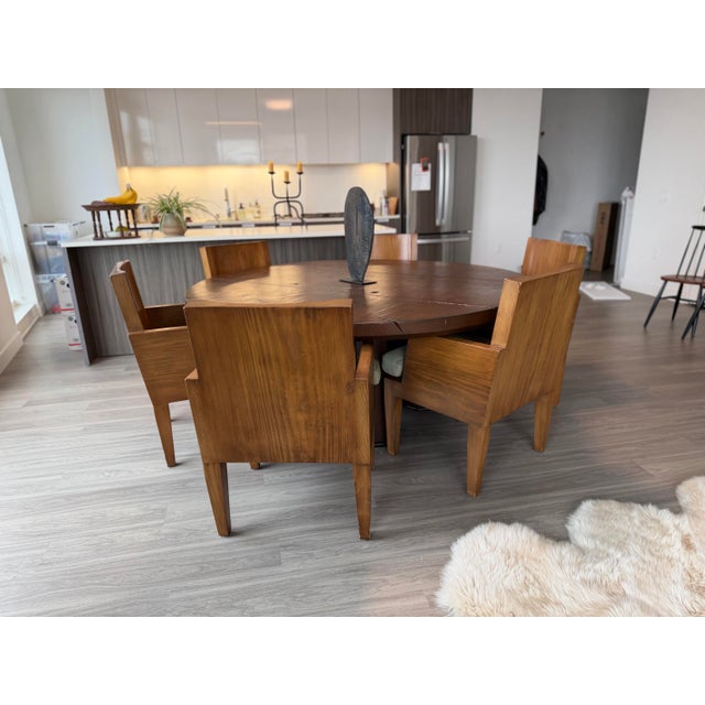 Mimi London Custom Dining Chairs, Set of Six, Solid Wood, Green Suede Seats For Sale - Image 11 of 13