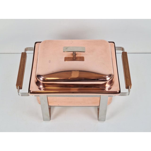 Copper Vintage Copper-Plated Stainless Steel Spring Chafing Dish, Switzerland, 1980s For Sale - Image 8 of 18